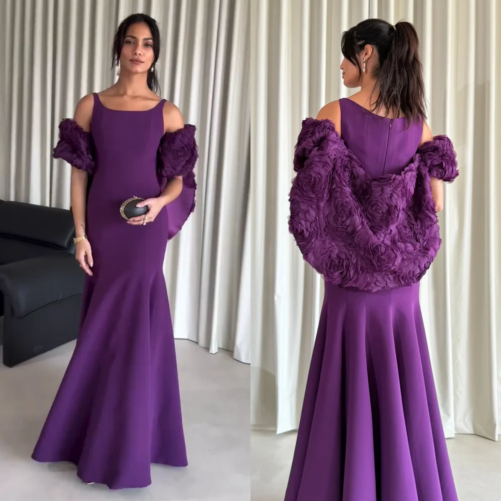 Aangepaste moderne stijl jersey plooipatroon zeemeermin vierkante hals lange jurken op maat gemaakte gelegenheid homecoming hoge kwaliteit