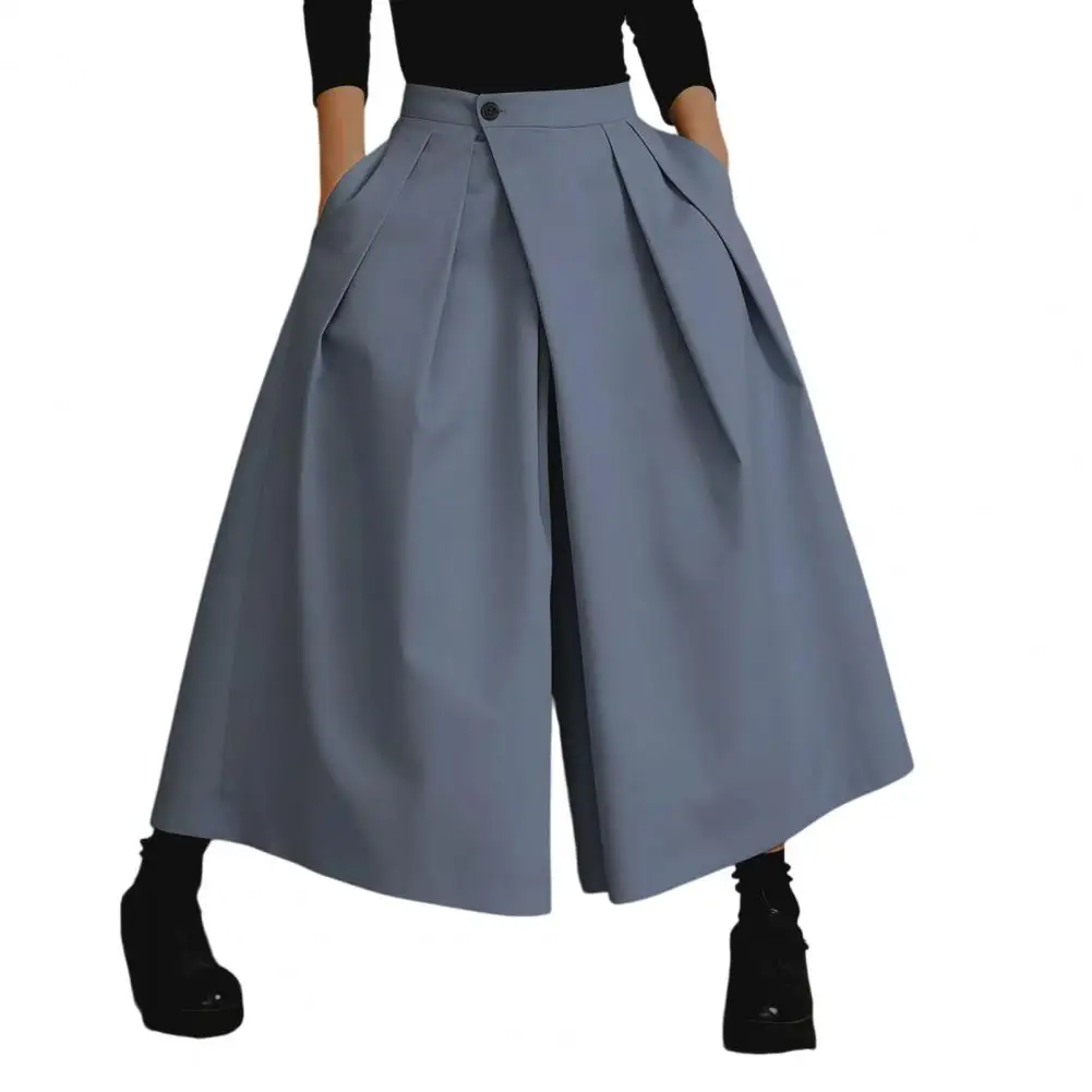 All Day Comfort Pants Wide Leg Casual Trousers with Stretchy Waist Pleated Design Summer Leisure Pants