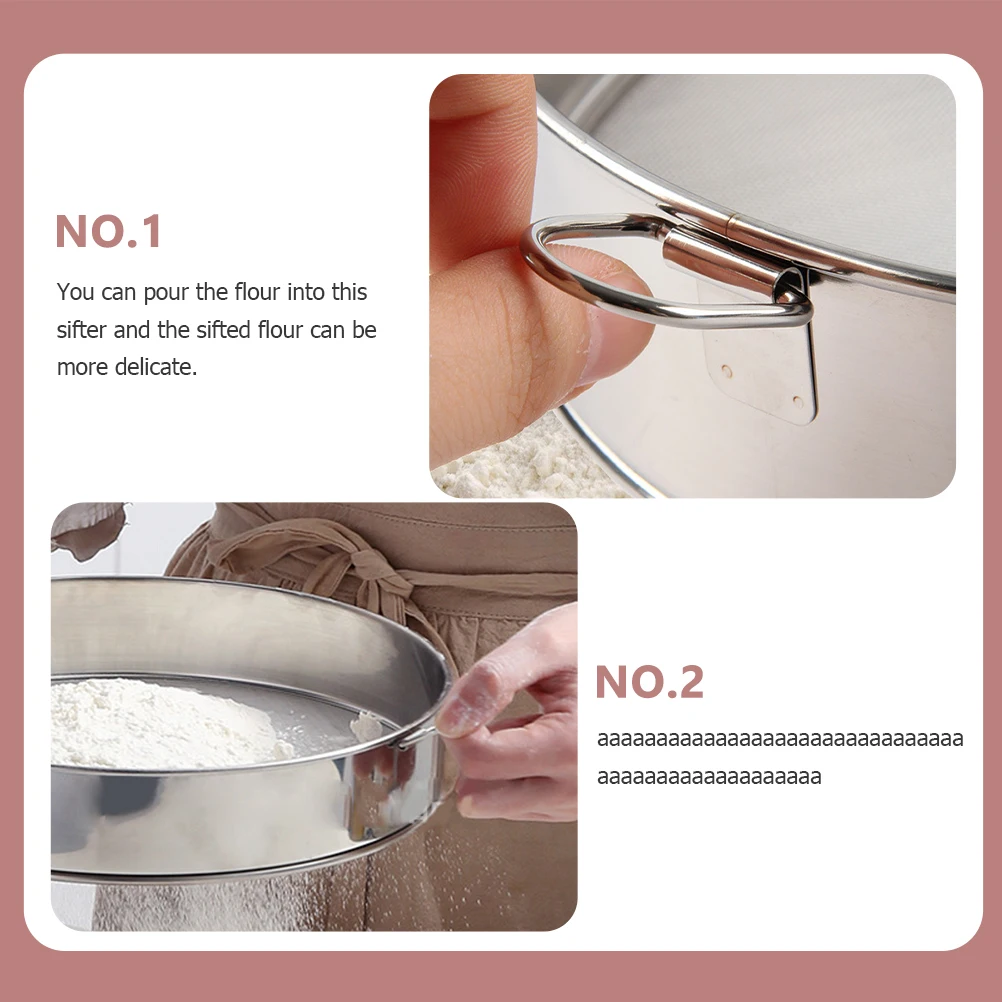 

Stainless Steel Flour Sieve Sifter Kitchen Strainer Skimmer Fine Mesh Sifting Screen Powder Easy to Clean Convenient Grip