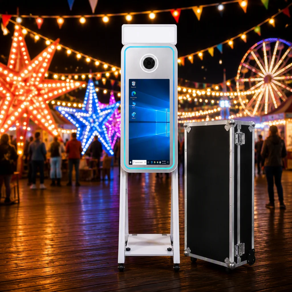 Upgraded 40-inch new foldable portable mirror, selfie smart touch magic mirror, photo booth