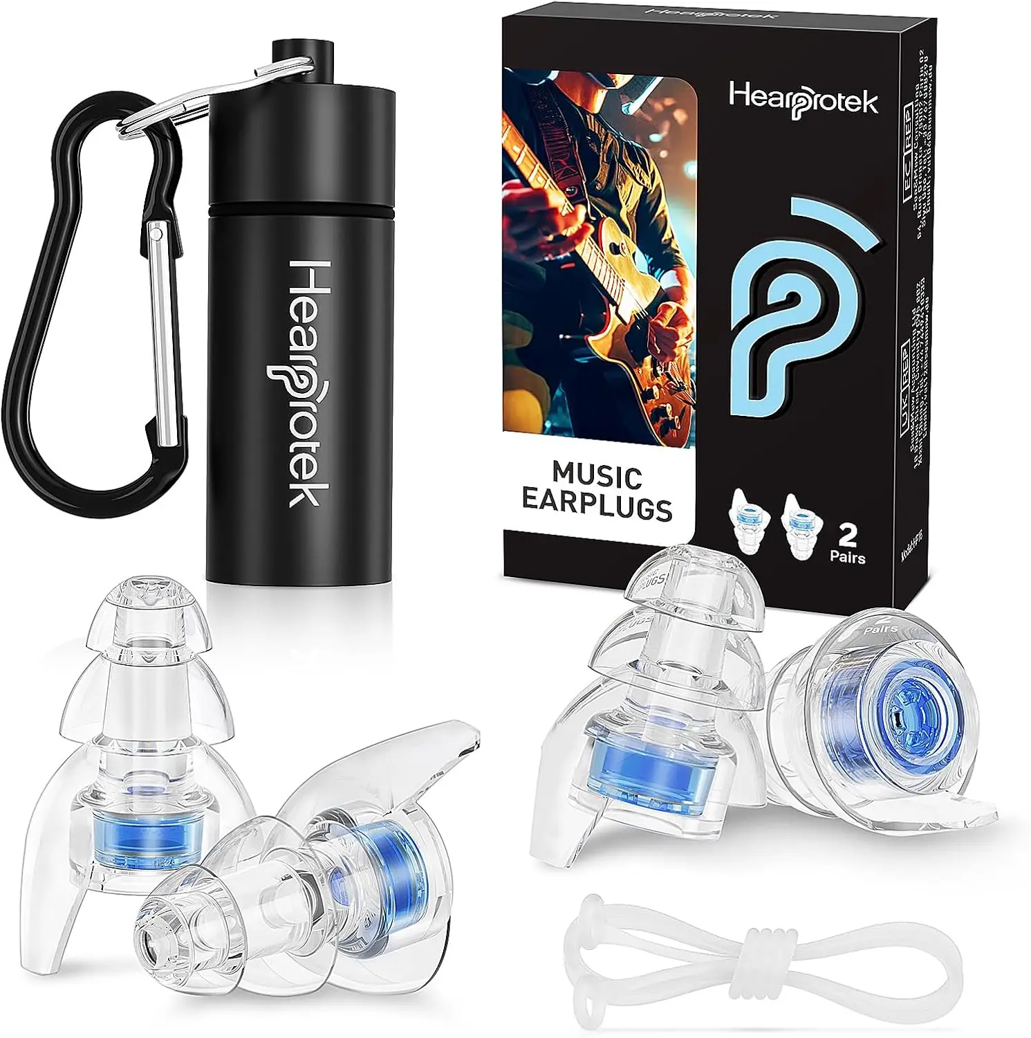 

High Fidelity Concert Ear Plugs 20dB Noise Reduction for Music Festivals, Raves, Tinnitus Relief - 2 Pairs Reusable