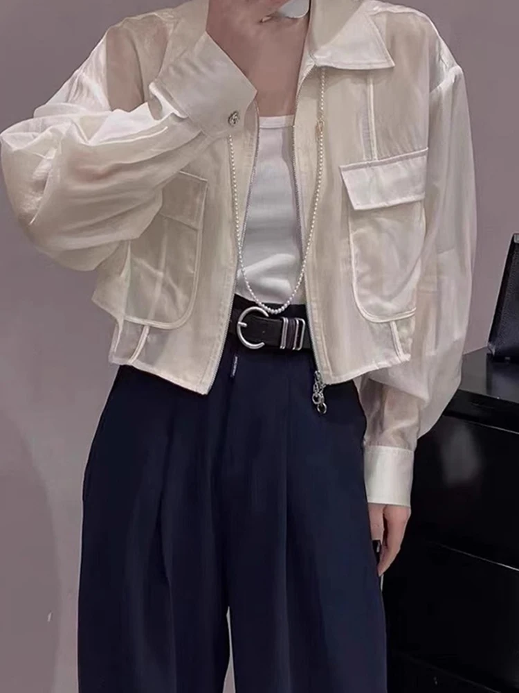 الكورية Sle طويلة Sve سستة تصميم لون نقي كيت المضادة للأشعة فوق البنفسجية أعلى فضفاض Faionable ملابس خارجية مكافحة الشيخوخة العصرية Jaet #1