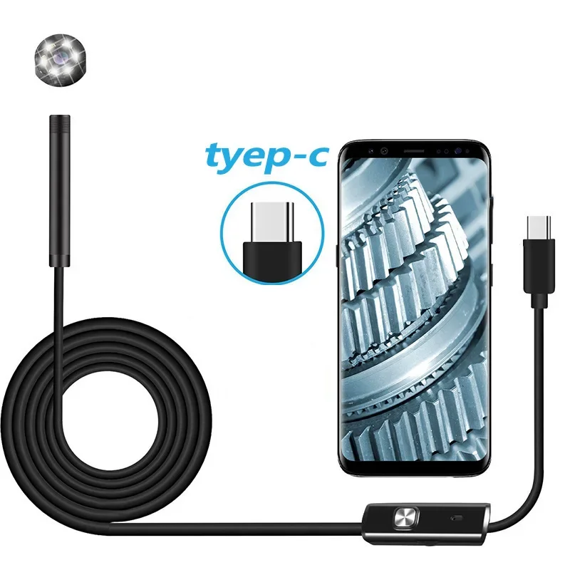7.0/5.5 MM IP67 Waterproof Endoscope Camera 6 LEDs Adjustable USB Android Flexible Inspection Borescope Cameras for Phone