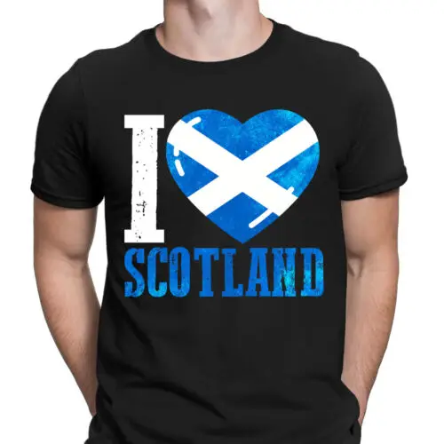 

I Love Scotland Scottish Flag Nationality Supporters Mens T-Shirts Tee Top #6NE