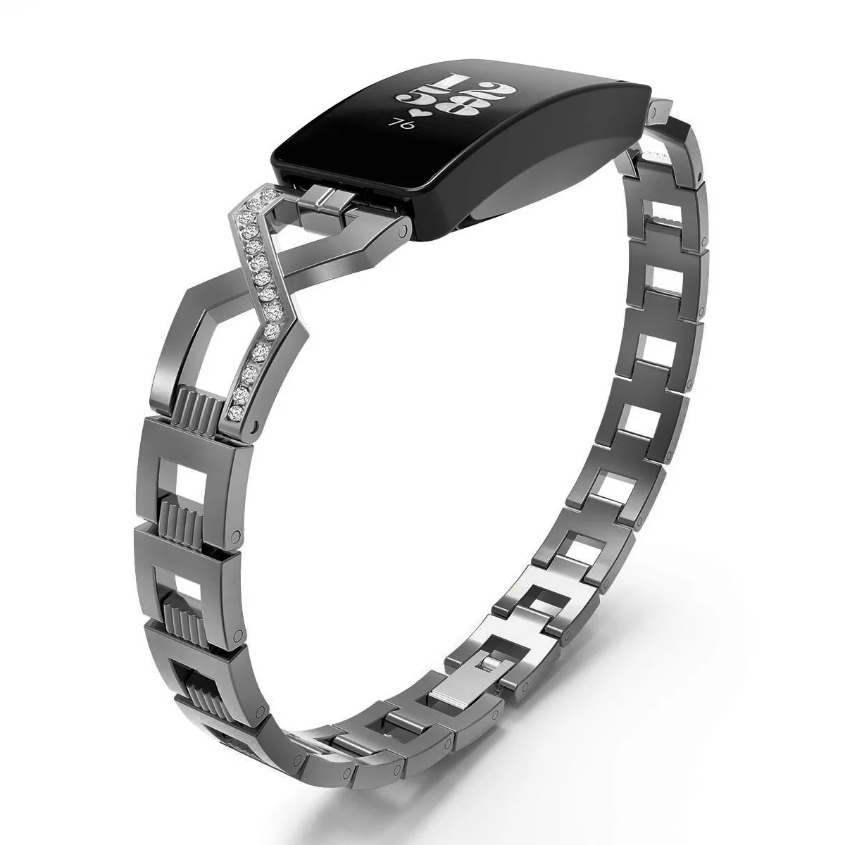 

Metal Wristband Durable Strap Practical Wristbands Rhinestone Watchband Parts X-shaped Stainless Steel Diamond-Studded Bracelet