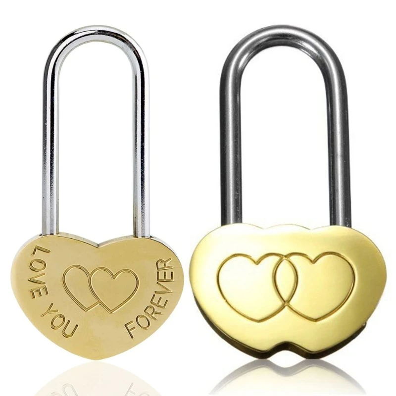 Love Heart Lock Padlocks, Forever Letters, Double Hearts, Ornament for Lovers, Wedding, Valentines Supplies