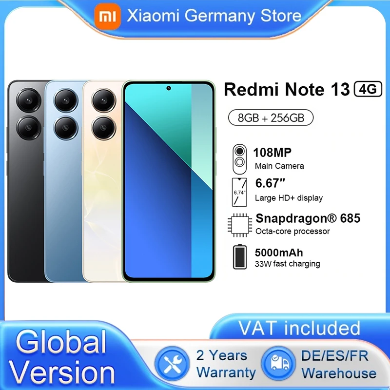 Wersja globalna Xiaomi Redmi Note 13 4G Snapdragon 685 ośmiordzeniowy 6.67 \'\'AMOLED 120Hz 108MP prawdziwy aparat 5000mAh 33W Turbo ładowanie