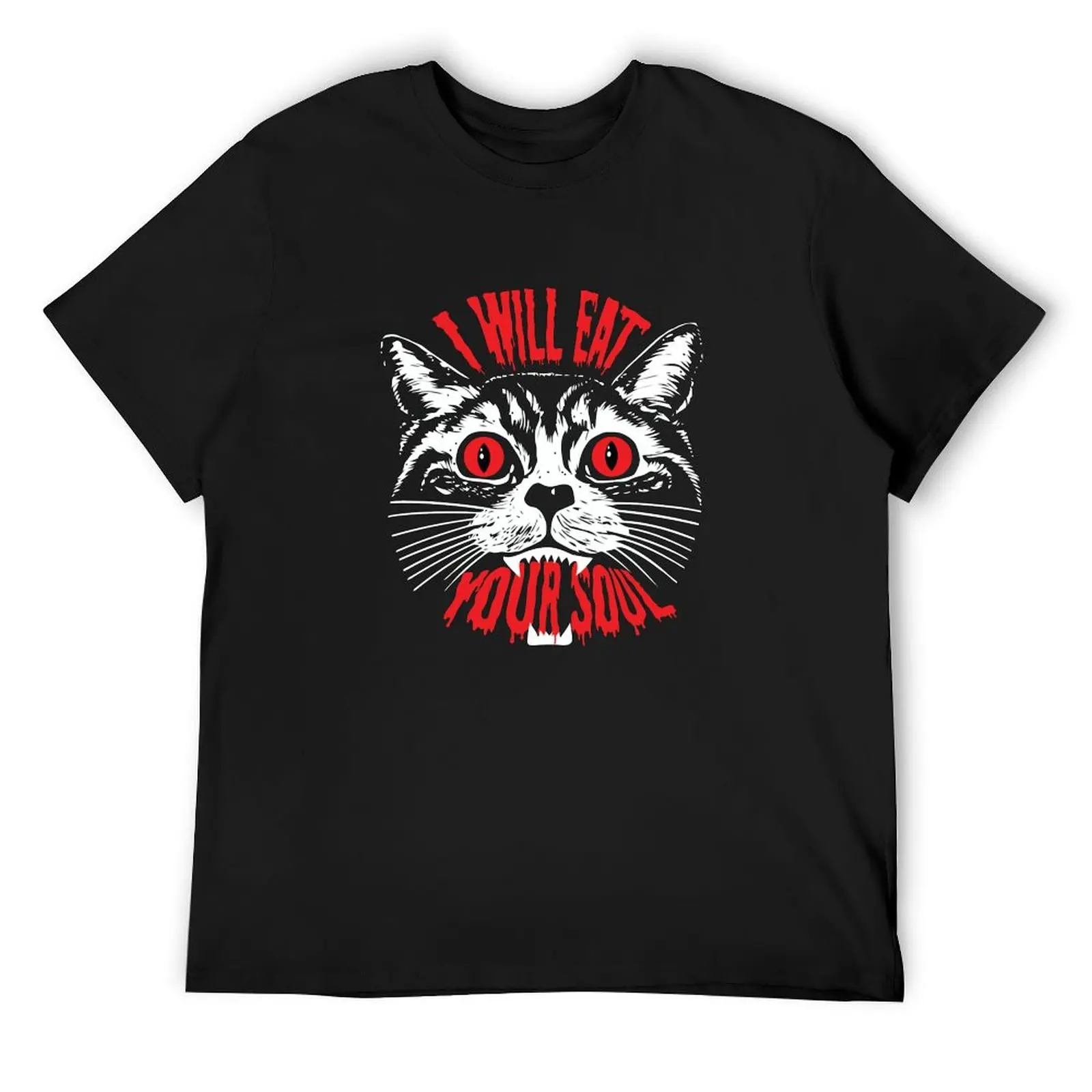 

I Will Eat Your Soul Satanic Cat Spooky Halloween design T-Shirt sweat oversized clothes outfits for men