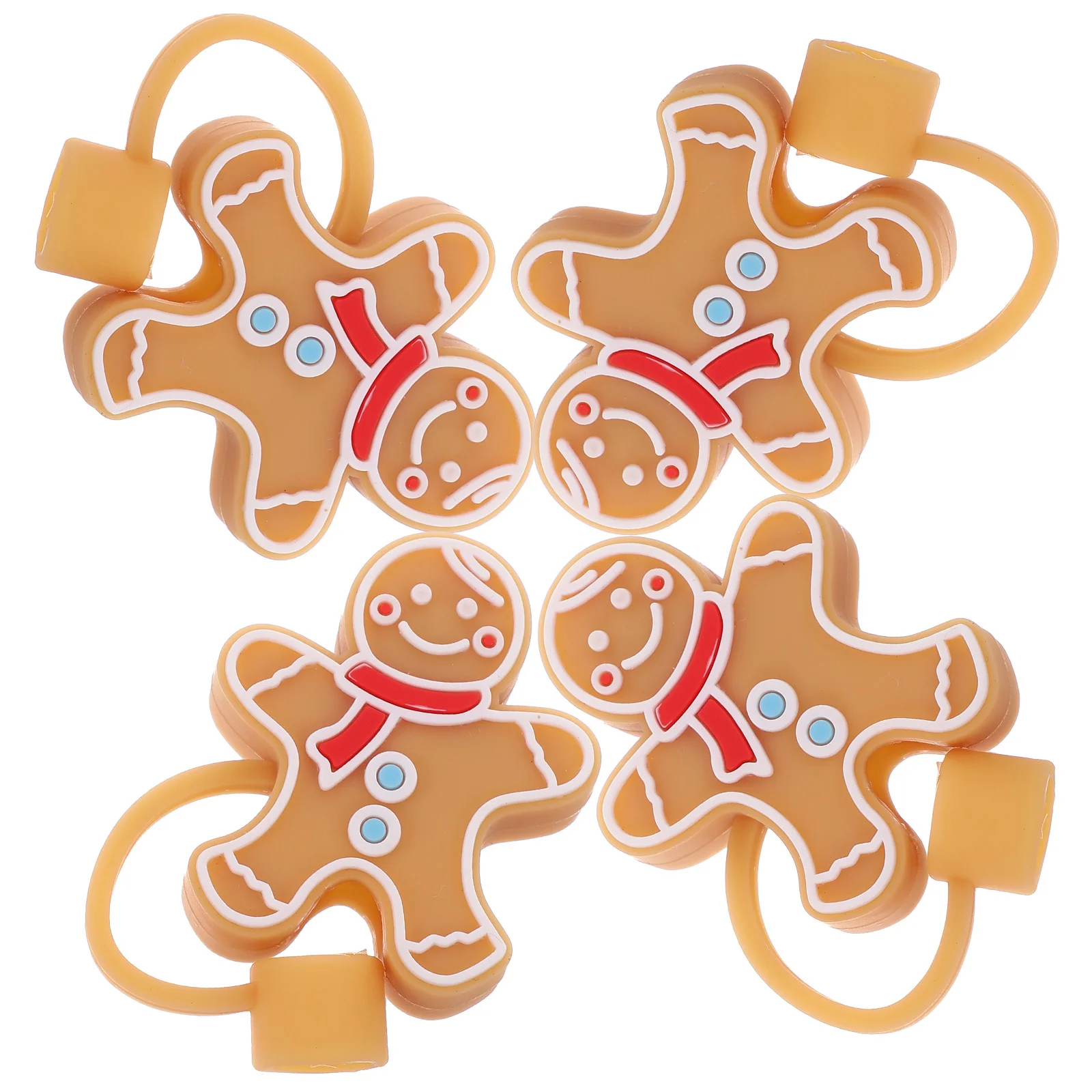 

4Pcs Reusable Silicone Straw Tips Covers Cute Caps for Tumblers Portable Straw Protectors Decorative Drinking Accessories