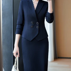 المرأة الرسمية بليزر تنورة بدلة السيدات أسود وردي برتقالي طويل الأكمام أنثى الأعمال التجارية ارتداء قطعتين مجموعة لخريف وشتاء أعلى 12 مبيعات اللباس تنورة الدعاوى - No11