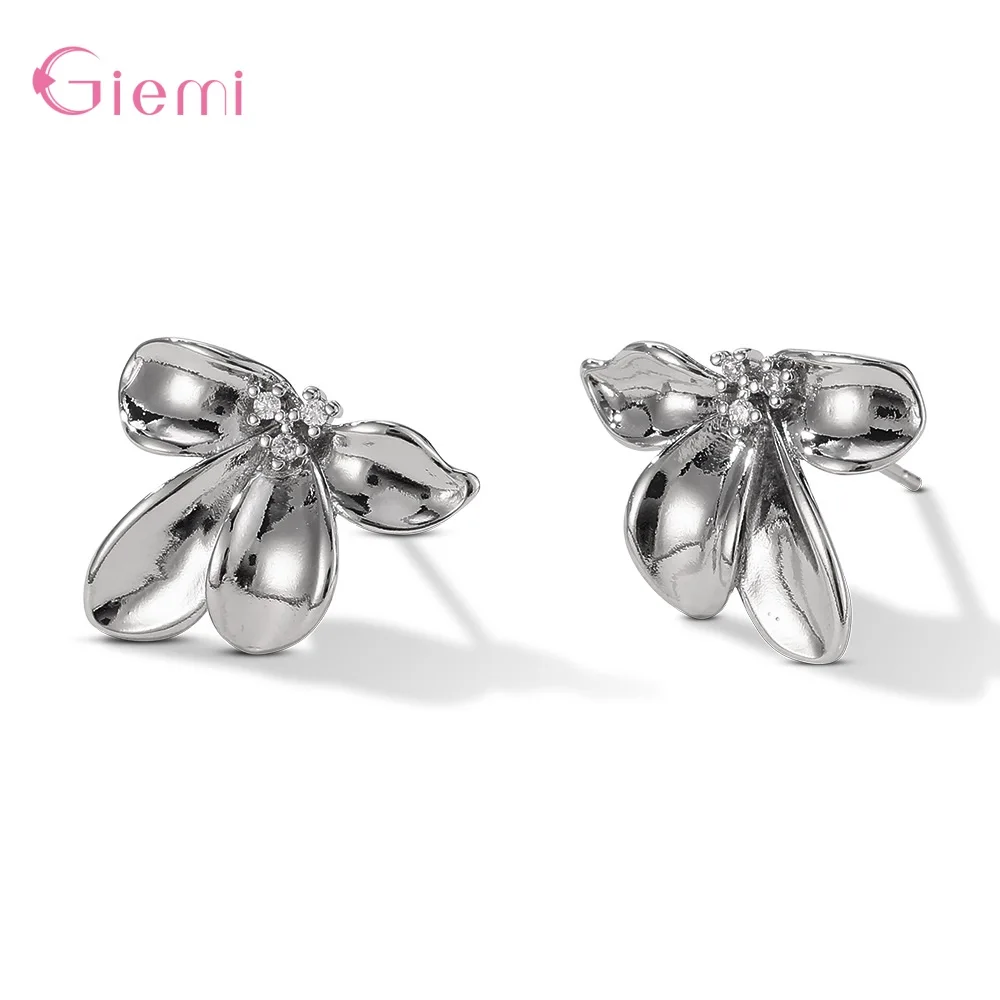 Fasion Unique Design 925 Sterling Silver Half A Flower  Stud Earrings For Girl Ear Accessories