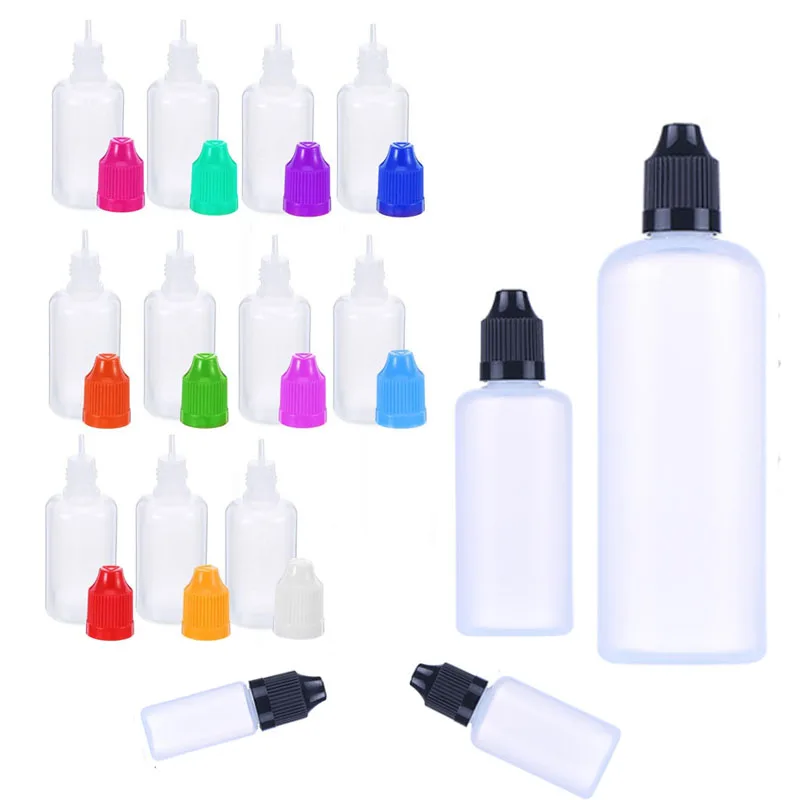 10 Pz 3 ML-120 ml Bottiglie Contagocce Vuote Riutilizzabili in Plastica PE Bottiglie Morbide Spremibili Contenitori per Campioni da Viaggio per Oli Colla Liquida