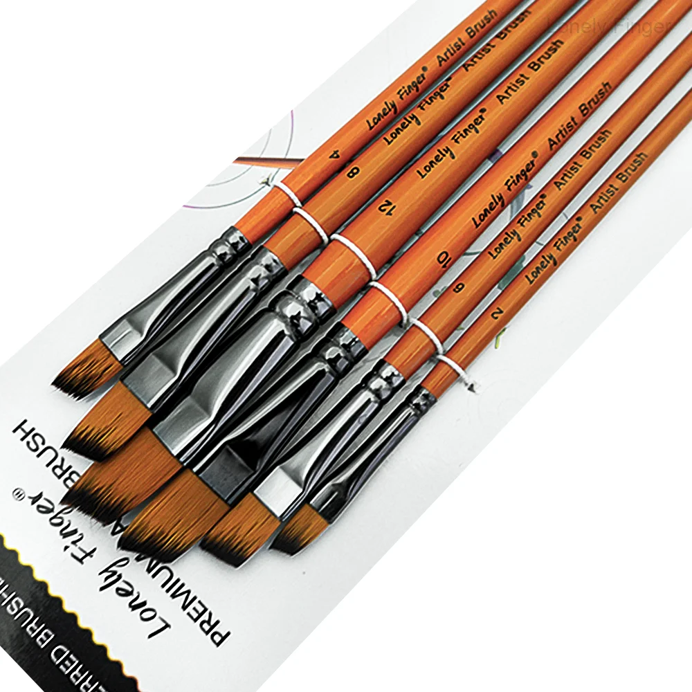 6PCS Angular Paint Brush Set, Nylon Hair Angled Paint Brushes for Acrylic, Watercolor, Oil, Gouache, Craft,  Face Body Art Paint