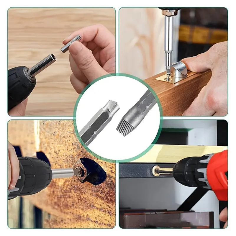 WORTHOWN-Damaged Screws Extractor Set Remover Drill Bits Bolts With Socket Adapter
