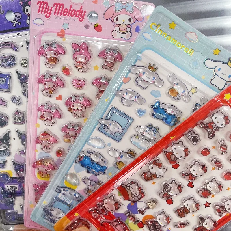 Niedliche Anime Hellokitty Kuromi Sanrio Aufkleber 3D Transparente Gelee-Kristall-Cartoon-Sticker für DIY Notizbuch Handyhülle DIY Kinderspielzeug