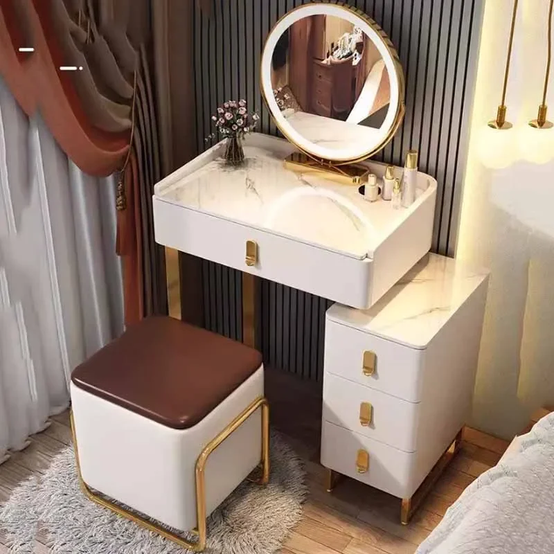 

Salon Luxury Girl Dresser Eithe Drawers Box Nordic Wooden Makeup Dressing Table Mirror Women Large Comoda Pra Quarto Furniture
