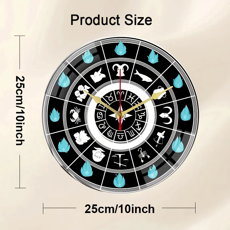 Twelve Constellation Theme Round Silent Acrylic Wall Clock,Non-Ticking,For Home Decor,Office, Classroom,Living Room,Bedroom,Gift
