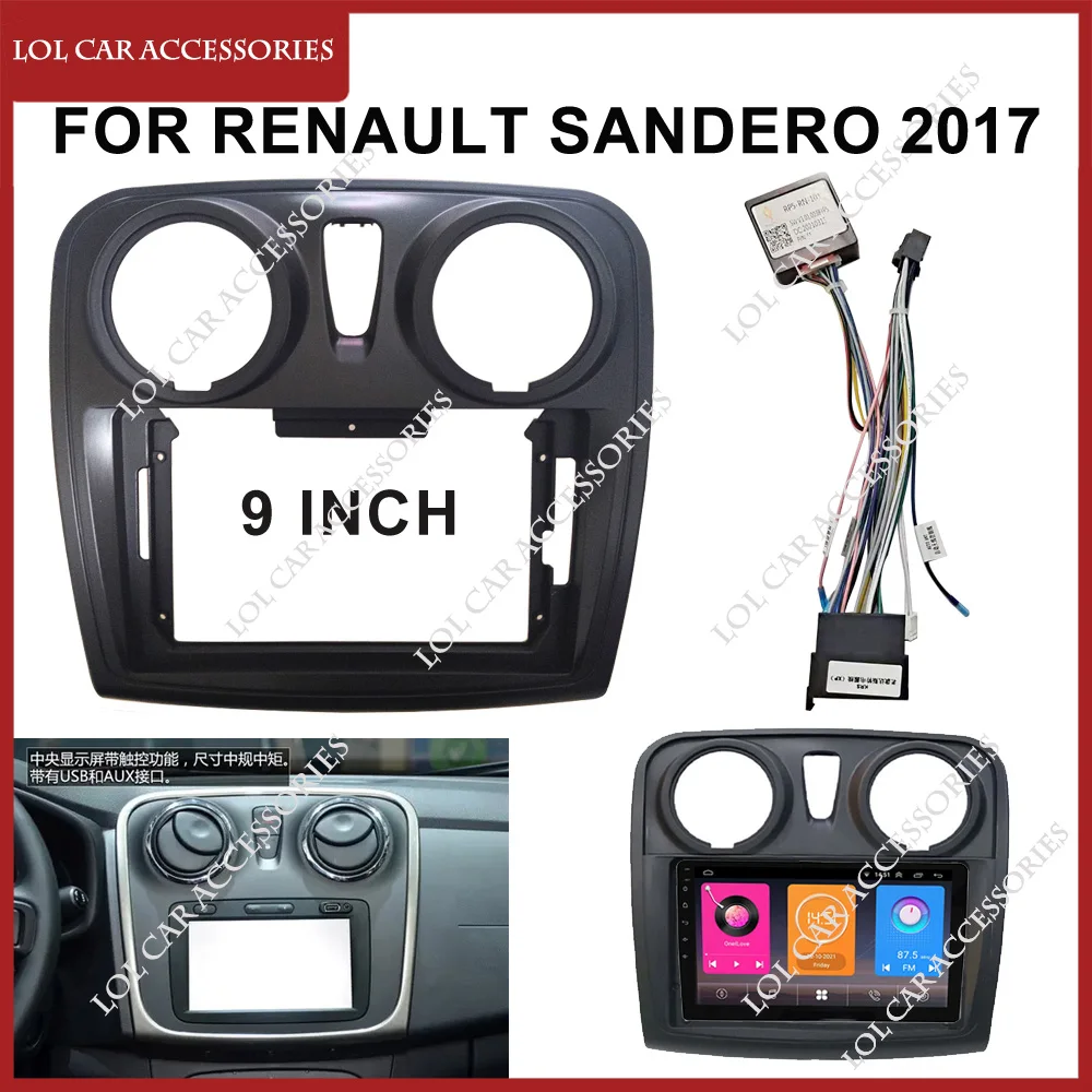 9 Inch For Renault Sandero 2014+ Car Radio Stereo GPS MP5 Android Player 2 Din Head Unit Fascias Dashboard Panel Frame Install