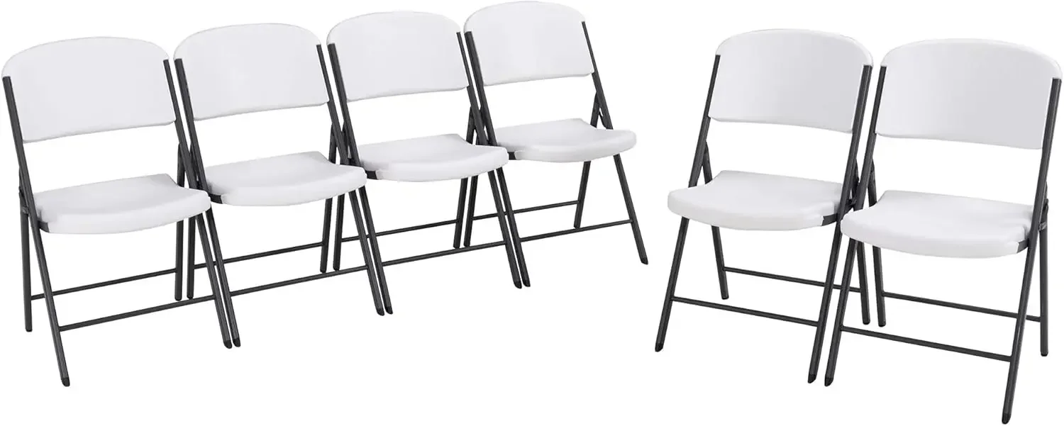 Commercial Grade Folding Chairs, 6 Pack, White Granite