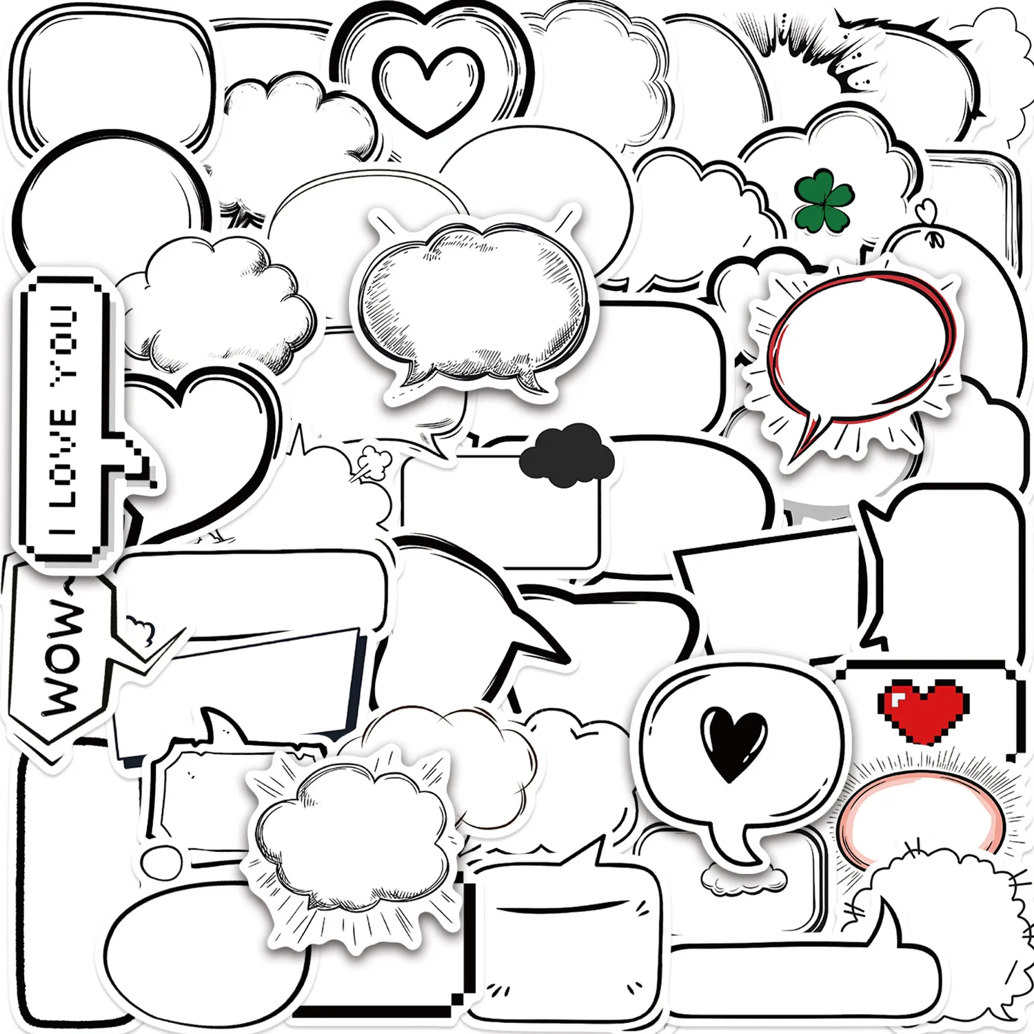 

50Pcs Dialog Box Paper Stickers DIY Sticker Scrapbooking Phone Luggage Skateboard Vinyl Waterproof Graffiti Decals