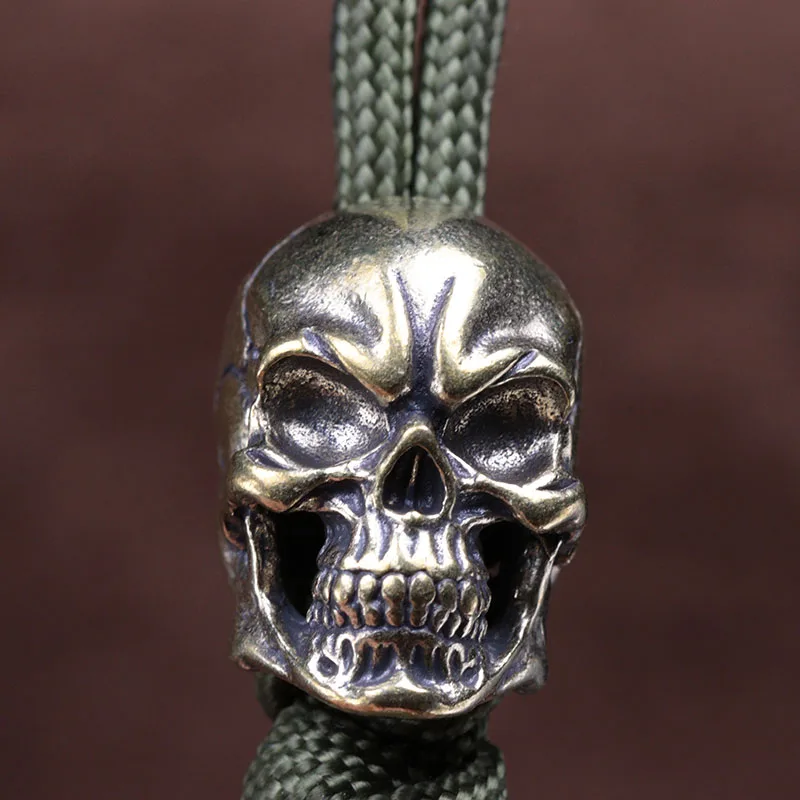 Skull Head Skeleton Brass Knife Beads EDC Outdoor fai da te Paracord intrecciato cordino pendenti gioielli ombrello corda impiccagioni accessori