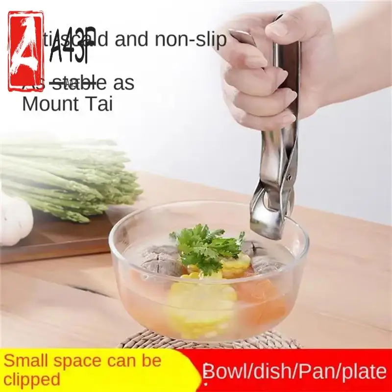 

A43F-кухонный зажим из нержавеющей стали, многофункциональный зажим для чаши с защитой от ожогов, бытовой зажим для защиты от ожогов, аксессуары для духовки