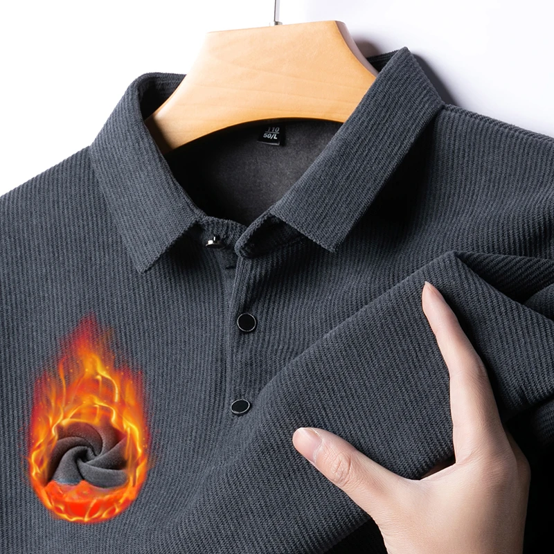 

Autumn and Winter New Men's Polo Shirt Daily Casual Long Sleeve T-shirt Warm Thickened Bottoming Shirt Turtleneck