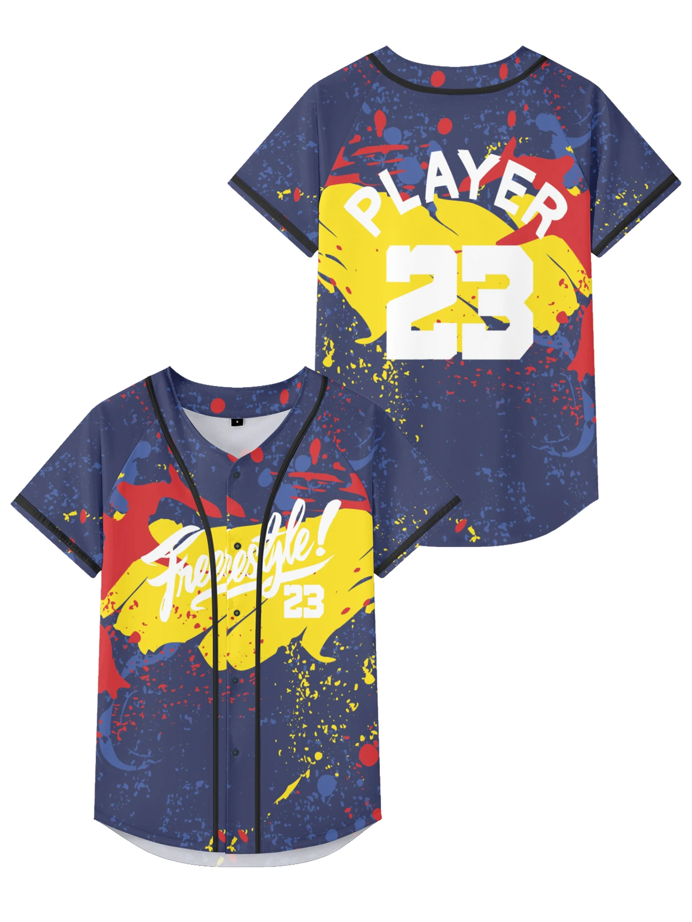 

Casual Men jersey Freestyle Play Jacket y2k Baseball jersey Patchwork Color short sleeve button down shirt hip hop tops