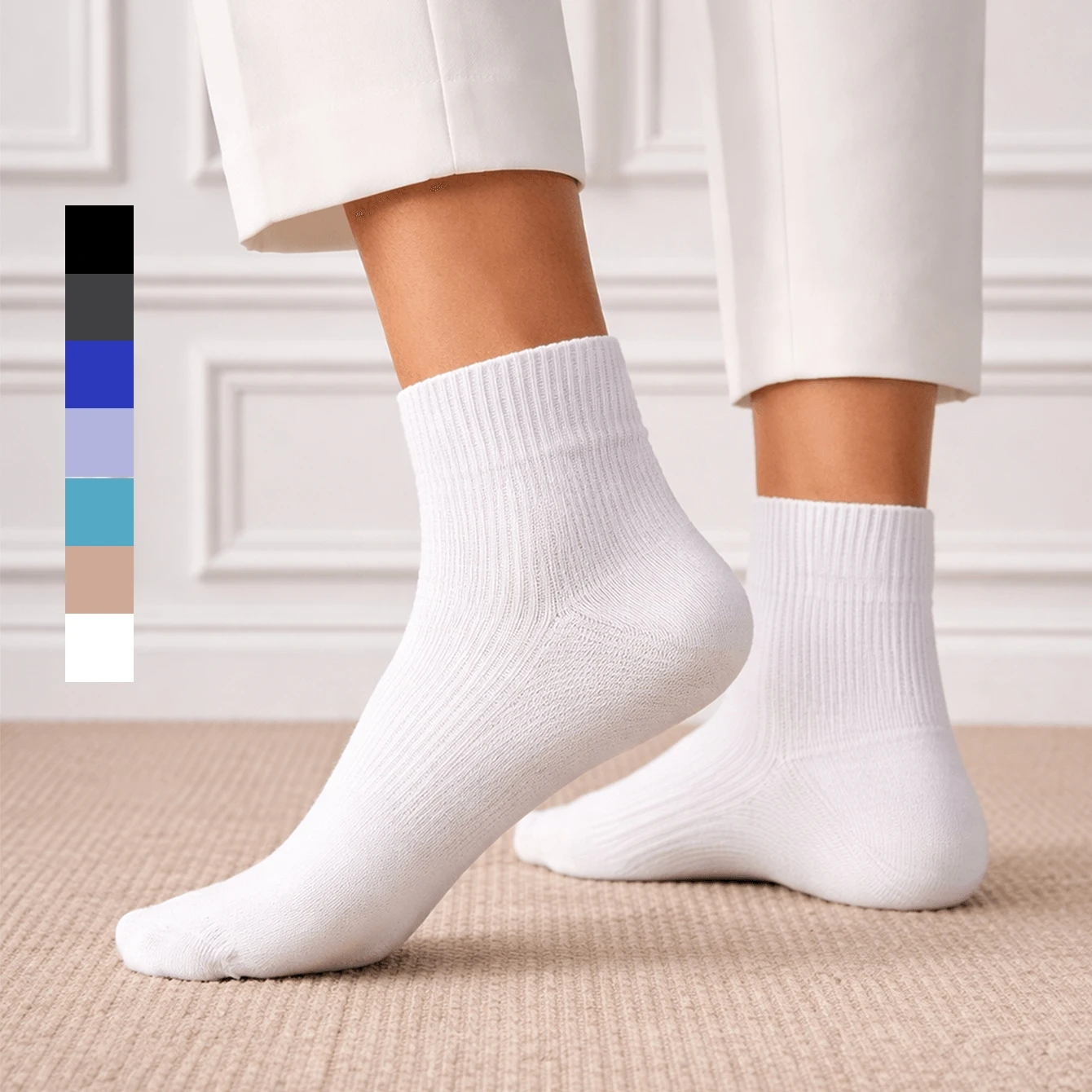 

Men’s Ankle Socks Set, Solid Color Ribbed Design, Breathable and Lightweight, Casual Versatile Style for Everyday Wear