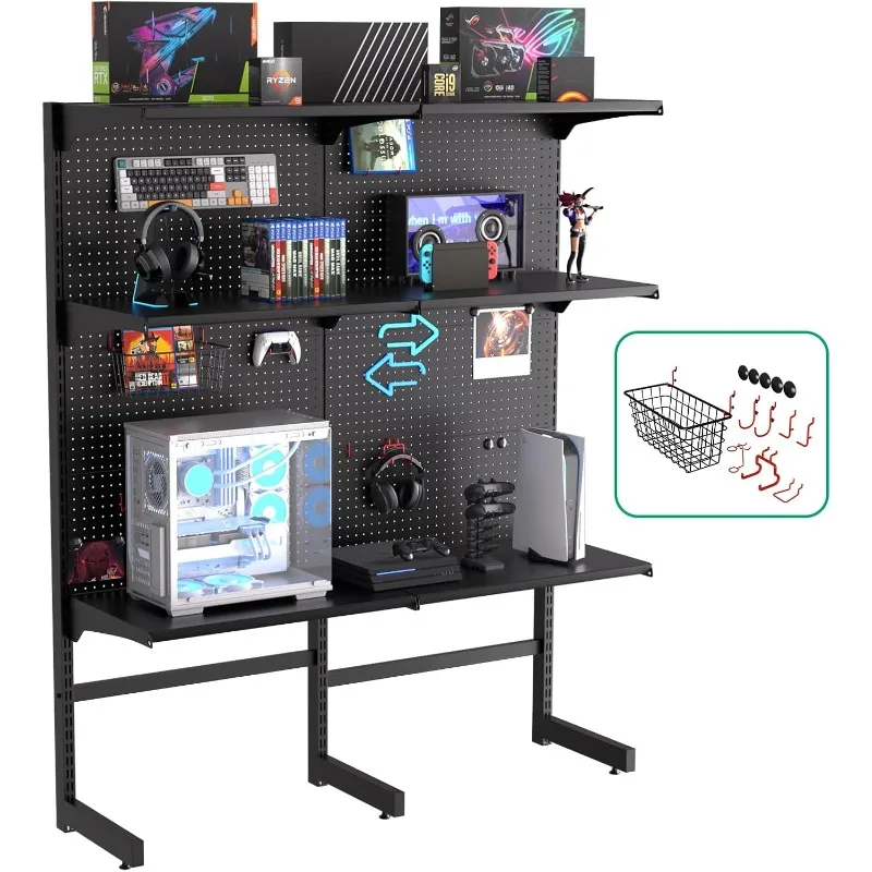 

Gaming Pegboard Standing Shelf Units, Modular Pegboard and Shelf System