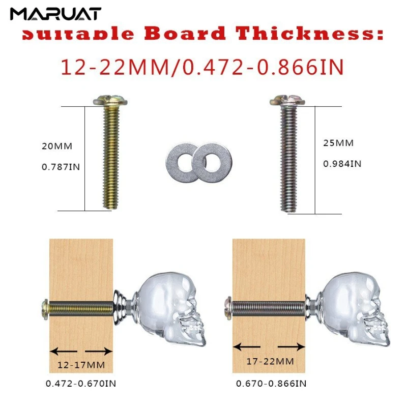 Desain Tengkorak Kenop Kaca Kristal Laci Lemari Tarik Pintu Lemari Dapur Pegangan Lemari Perlengkapan Tarik Tren Amerika