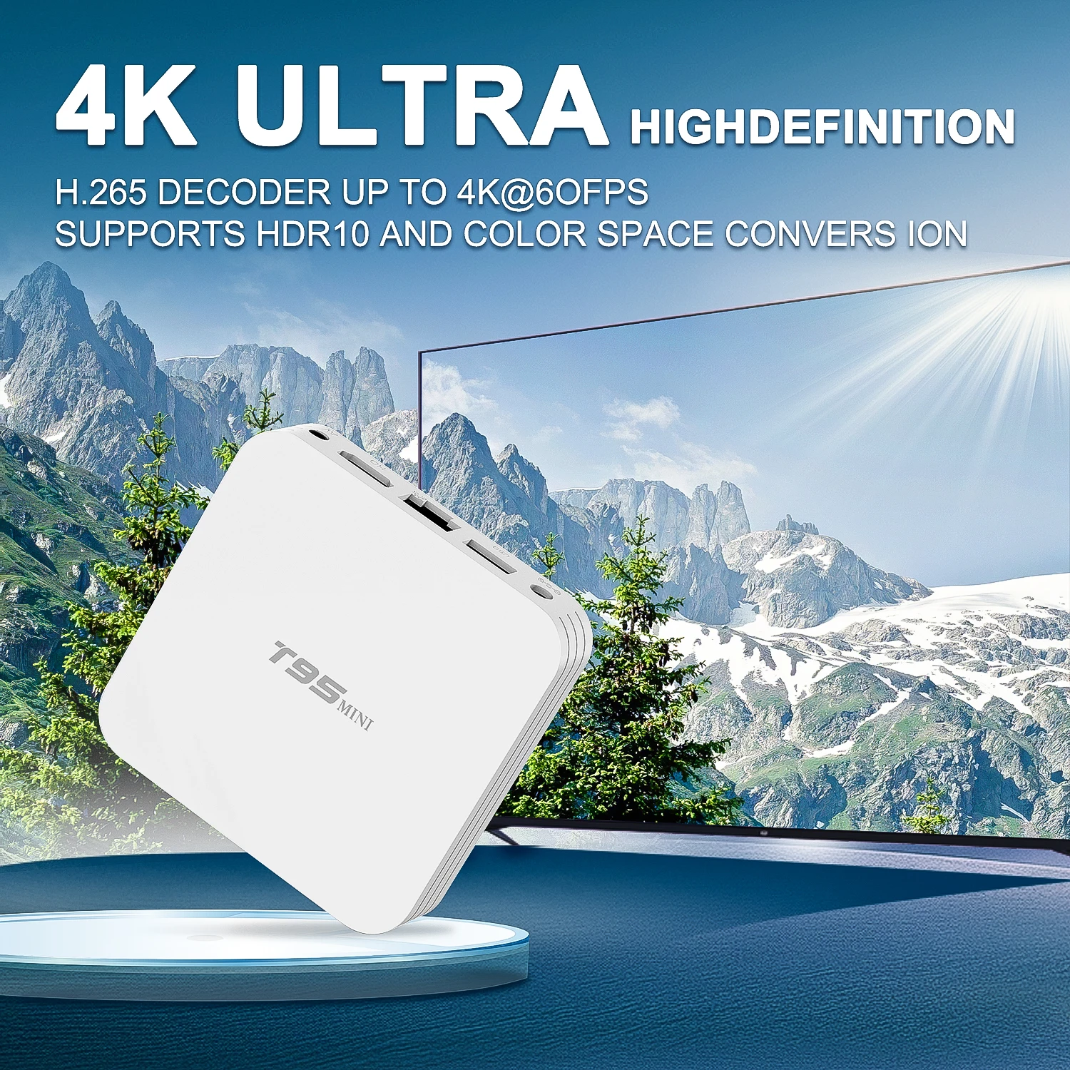 T95MINI TV Box Ultra HD 4K Set-top Box H313 Quadcore 3D Accelerated 2.4GHZ WiFi Home Networking TV Box Android 10.0 Media Player