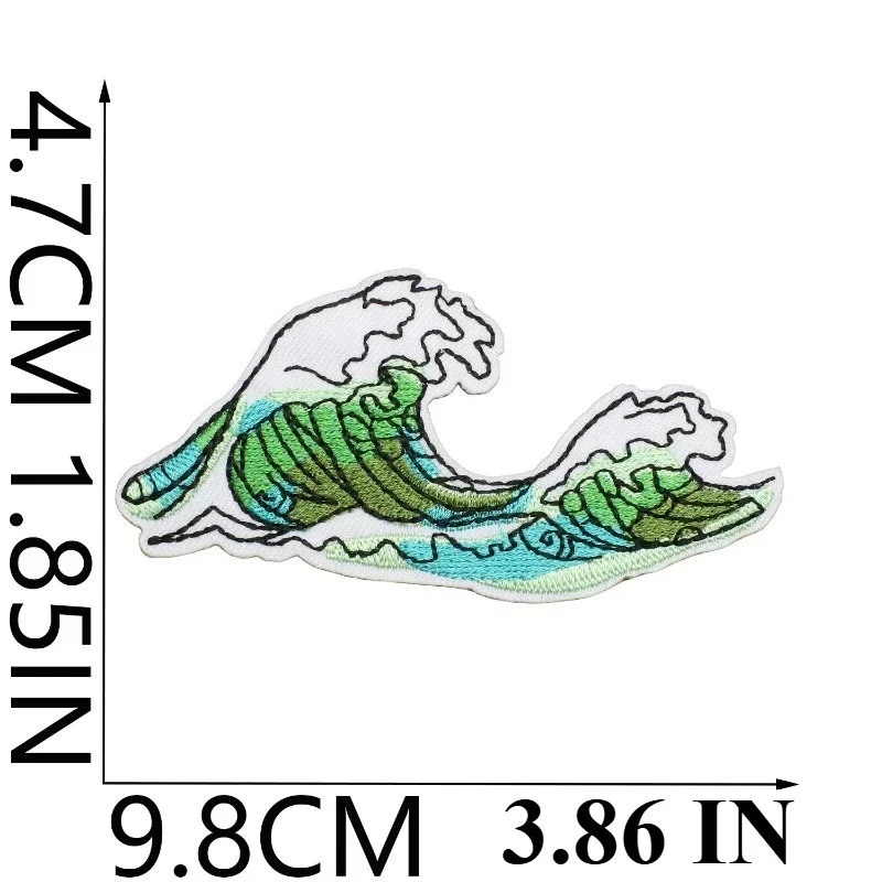 그린 테마 자수 천 스티커 여름 서핑 소녀 패치 스티커 가방 장식 데님 게 자수 라벨 다림질