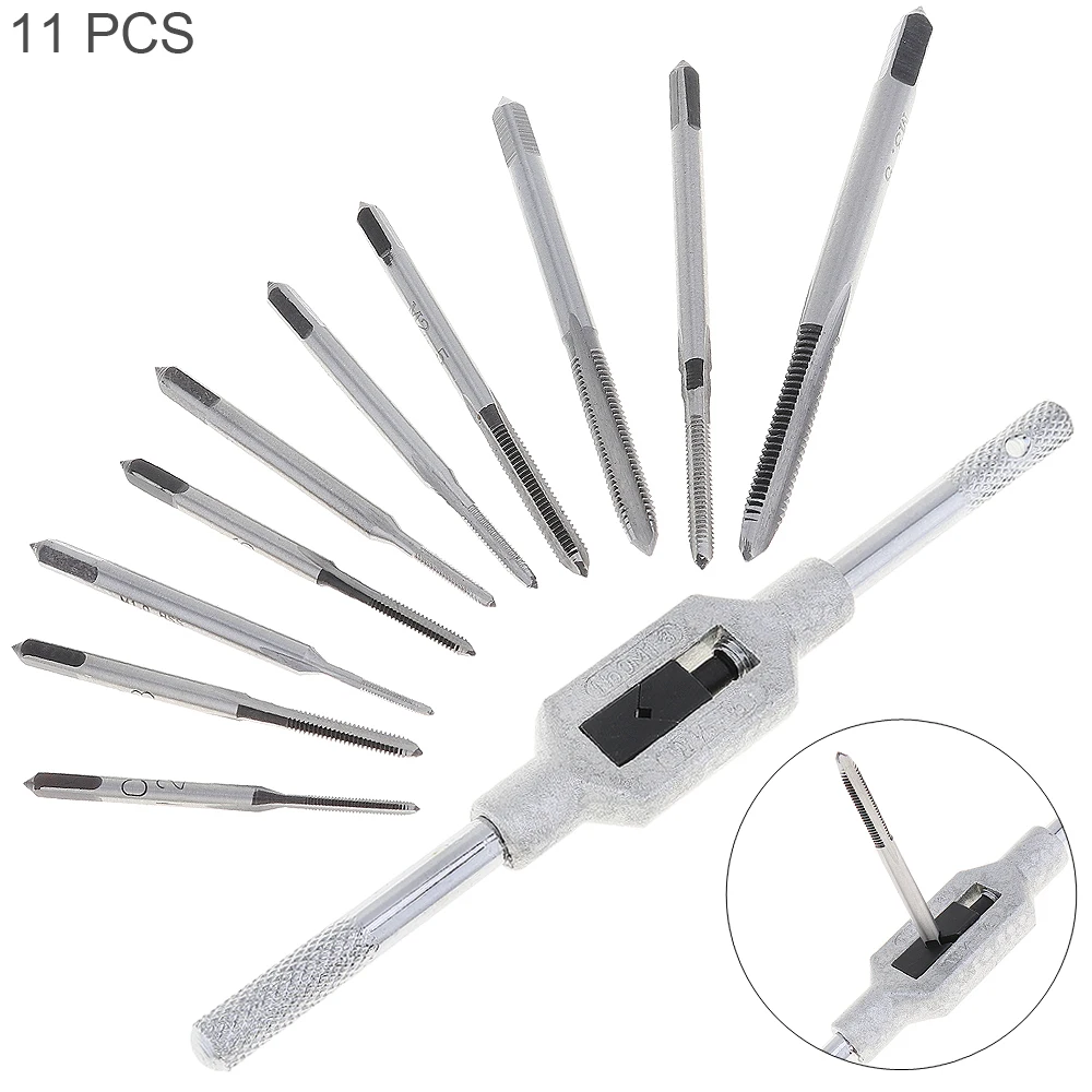 

11pcs/lot Mini Screw Tap Set Hand Tap Thread Wire Tapping Threading Taps Attack M1 M1.2 M1.4 M1.6 M1.7 M1.8 M2 M2.5 M3 M3.5