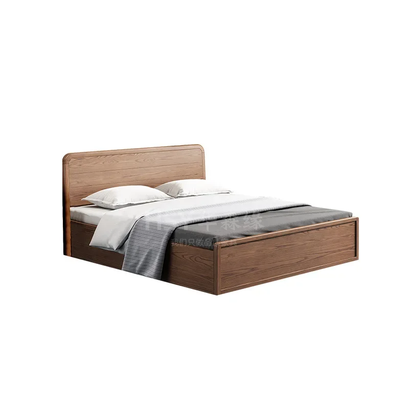 

Ash wood high box solid wood bed, new Chinese solid wood bed