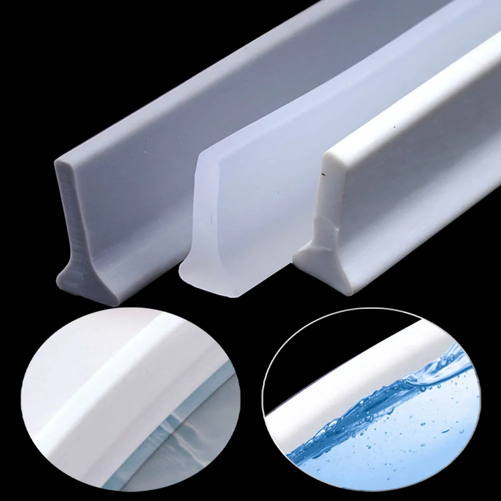 1pc 1-3M Bathroom Water Stopper Silicone Retaining Strip Water Shower Dam Flood Barrier Dry And Wet Separation Blocker