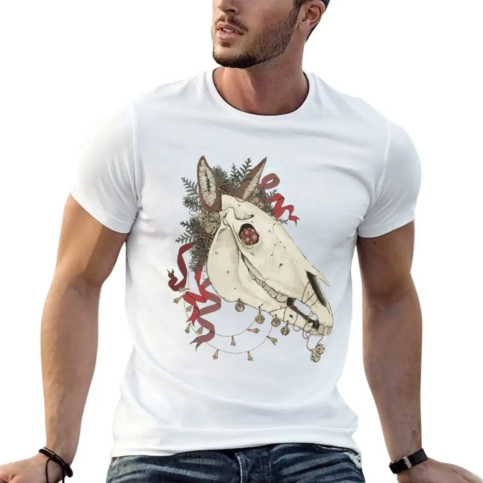 Mari Lwyd greeting T-shirt anime clothes quick drying t shirts for men graphic
