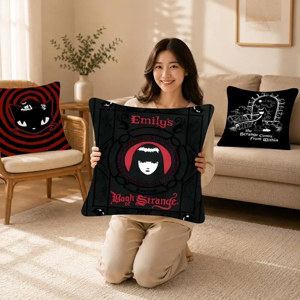 Character Art Emily The Strange Cushion Cover Bedroom bed reading backrest cushion Festive plush holiday Soft plush throw