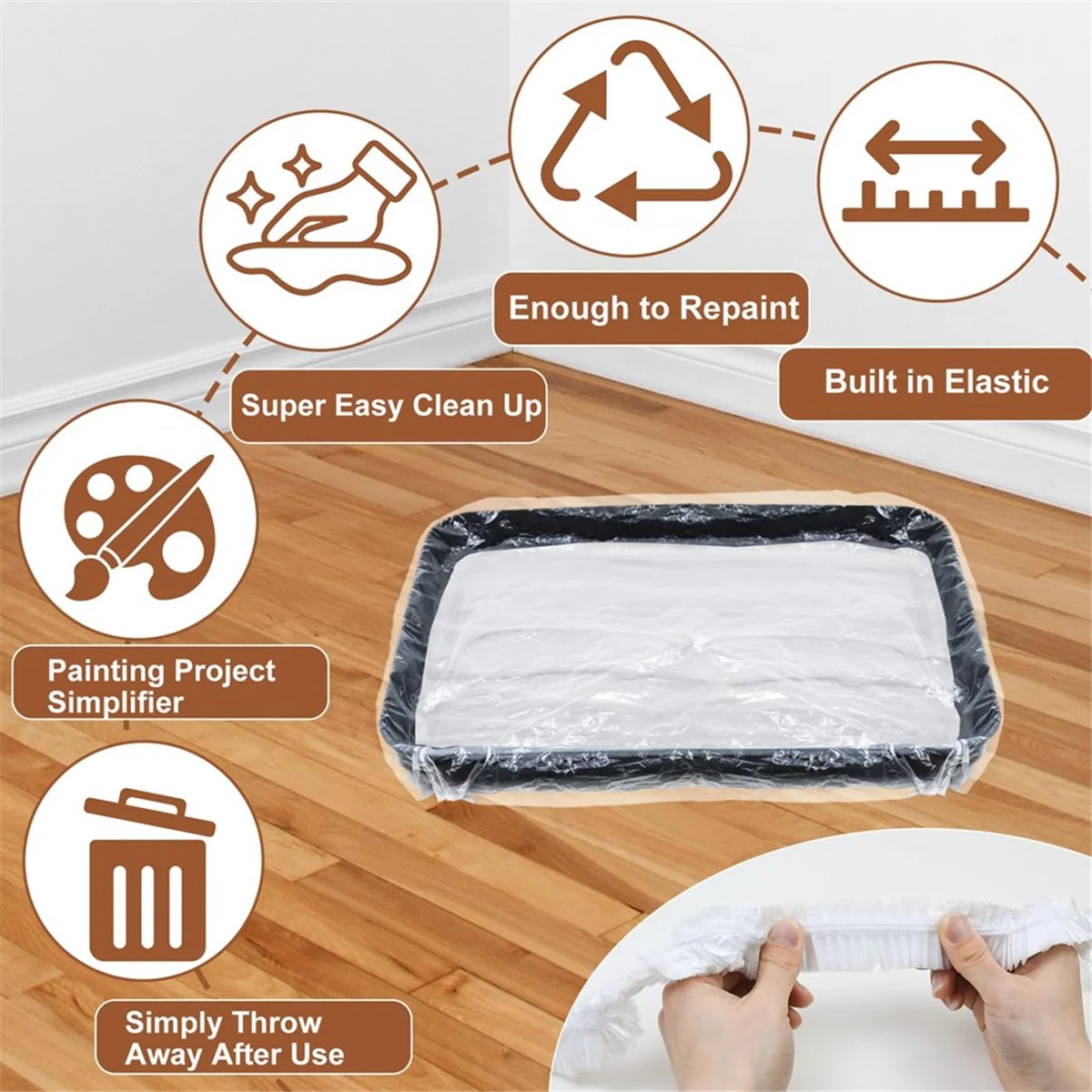 HOT 40 Pcs 18 Inch Paint Roller Tray Liners, Large Disposable Plastic Paint Tray Liner Bags for House Painting Walls view 6
