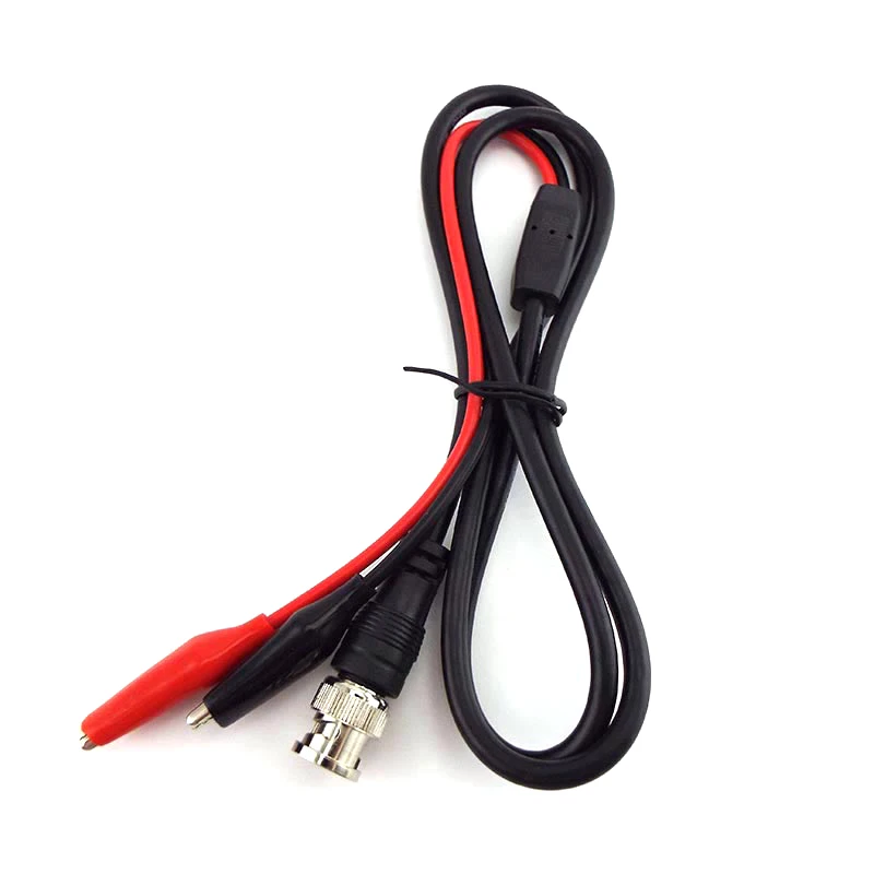 1M 5.0mm Crocodile Clips Wire BNC Male Plug To Dual Alligator Clip Oscilloscope Test Probe Lead Cable