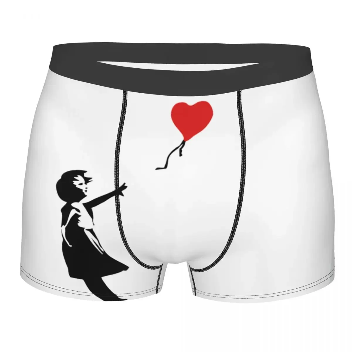 Novelty Boxer Shorts Panties Men  Peace Underwear Kcco Balloon Girl Banksy Love Polyester Underpants for Homme S-XXL