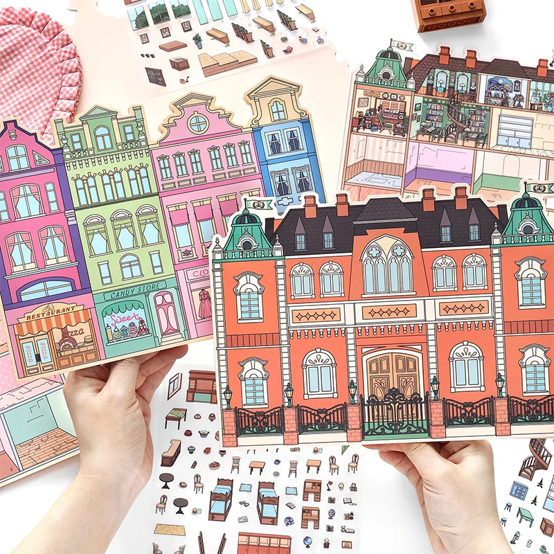 European Style Miniature Room Building Stickers, Versatile for Collage & Decoration, Exquisite Details, Art Collection