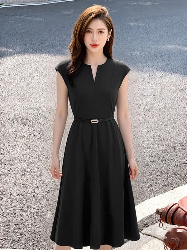 Hebe Style Summer Outing Dress Women's A-Line Skirt Waist-Cinching Elegant Short Size Petite Fragrance Wind D5081 Casual
