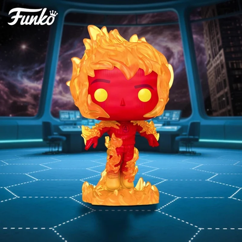 

Genuine Edition FUNKO POP Marvel Fantastic Four Human Torch Anime Desktop Decoration Ornament Model Toys Collectible Model