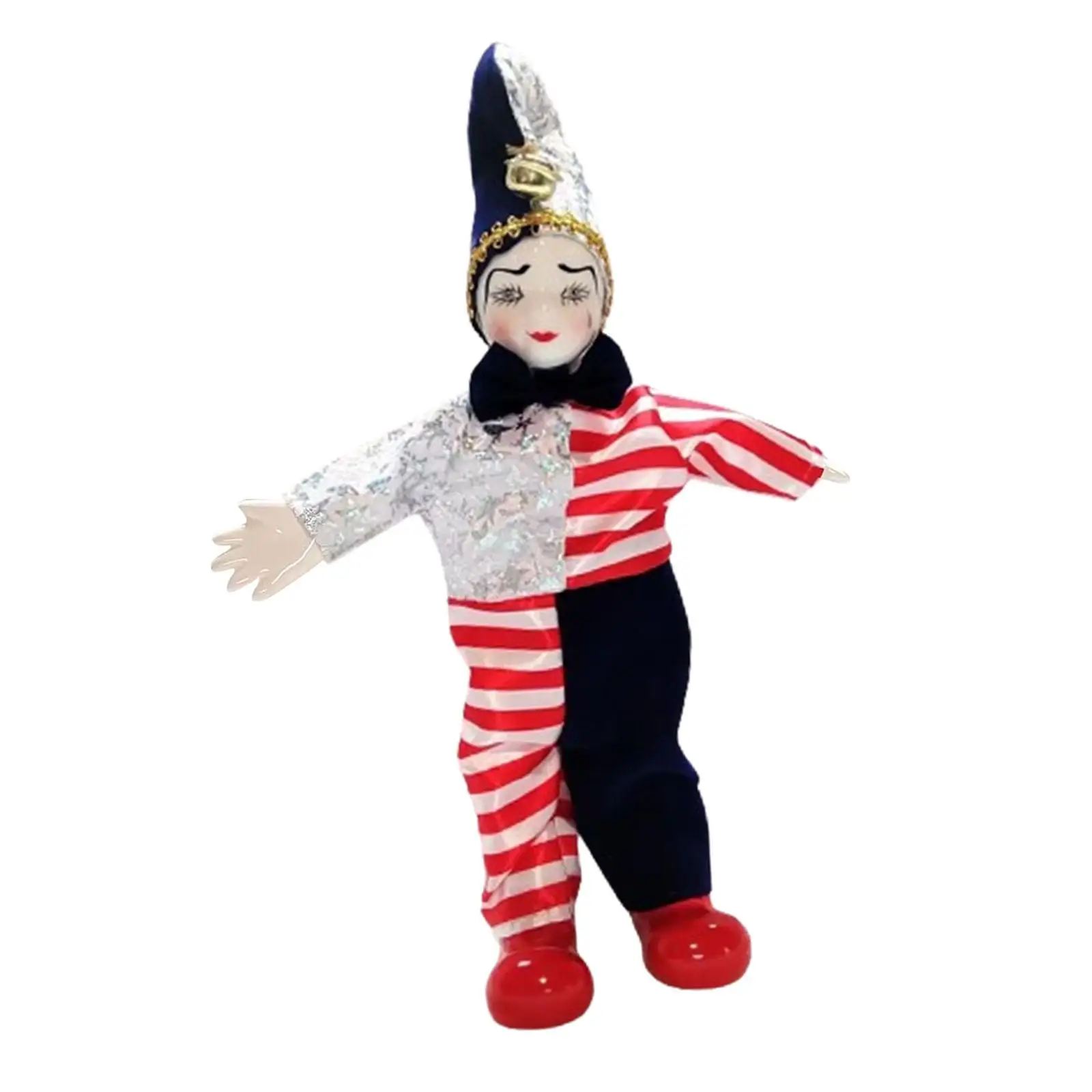 Porcelain Clown Doll Collections Toy 9.84'' Home Display Movable Joint for Arts Crafts Birthday Souvenirs Festival Party Favor