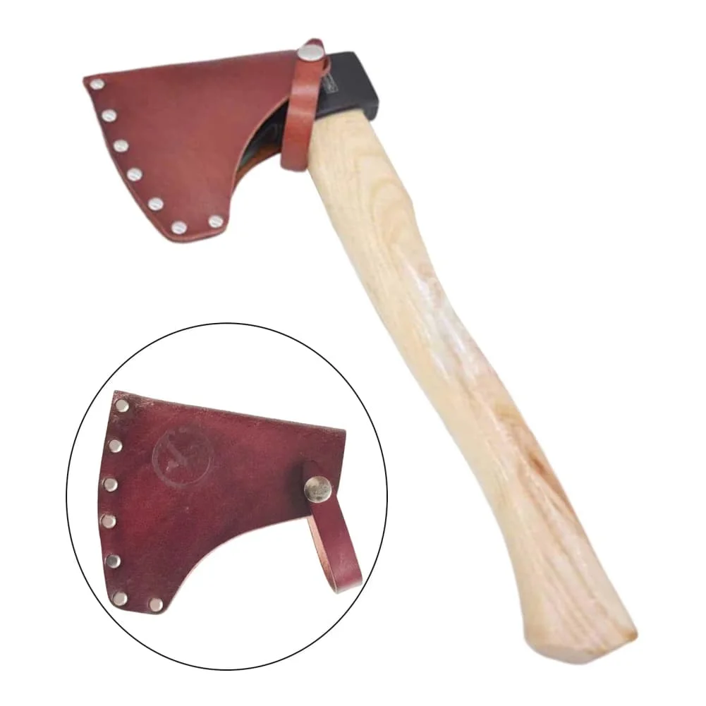 Protective Leather Axe Sheath Featuring Secure Metal Buckle and Sturdy Stitching for Safe Handling of Axes up to 4 Inch Blades