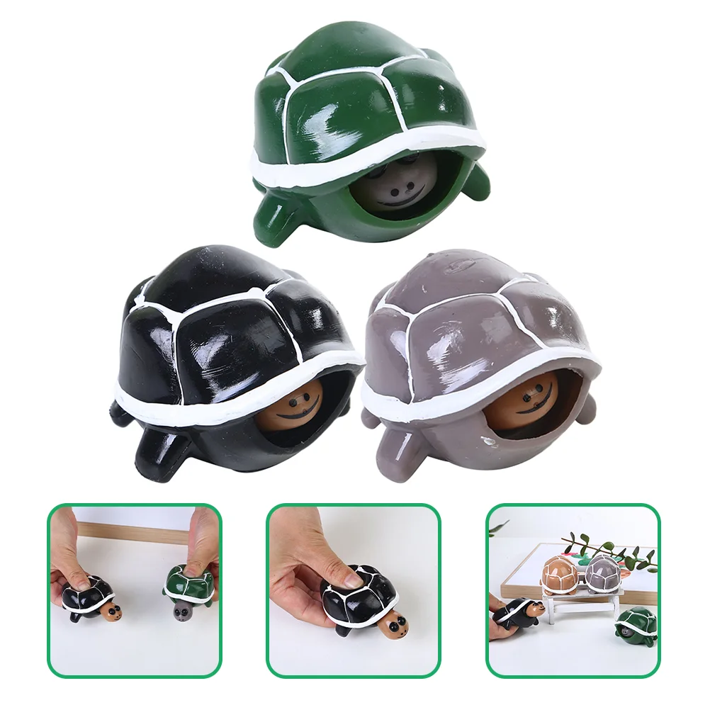 

3 Pcs Head Popping Toy Squeeze Turtle Bulk Toys Party Favors for Kids Stress Reliever Child