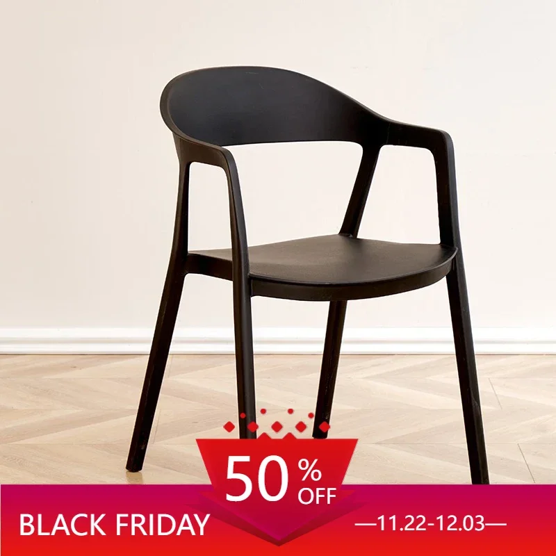 Plastic Nordic Dining Chairs Living Room Modern Design Black Dining Chairs Arm Stackable Sillas Muebles Dining Room Furniture