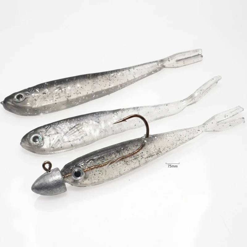 10 Stück/Set Weicher Köder Fisch-Swimbait mit Gabelschwanz Mit & Ohne Haken Angelköder Künstlicher Silikonköder Angelzubehör – Detail 9