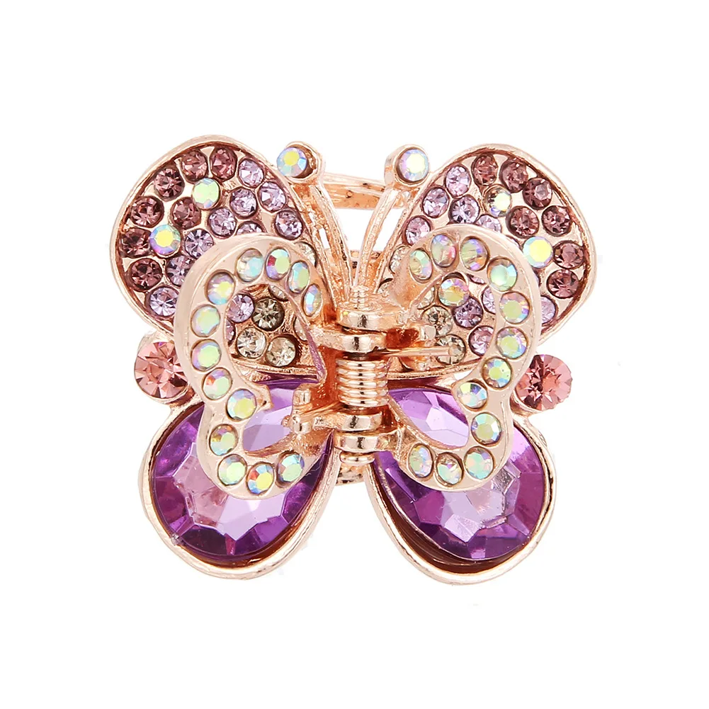 New crystal butterfly claw clip for girls Women Alloy Claw Small Mini Hair Clip Clamp Retro Rhinestone hair accessories